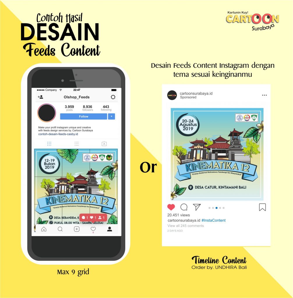 Contoh Hasil Desain Content Postingan Feed Instagram Tema Promosi Event Cartoon Surabaya